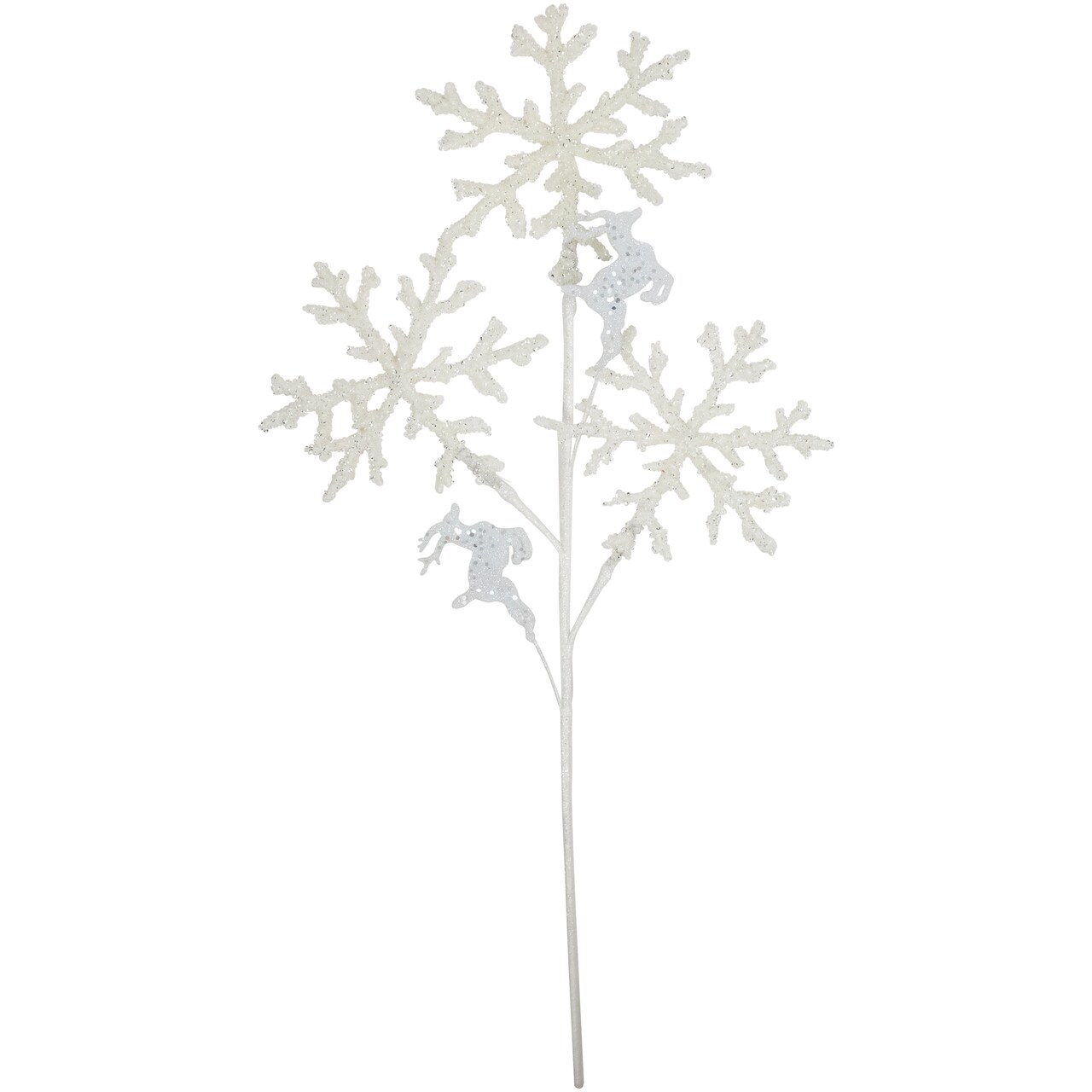 Northlight 28.5" Glittered White Snowflake and Reindeer Christmas Spray
